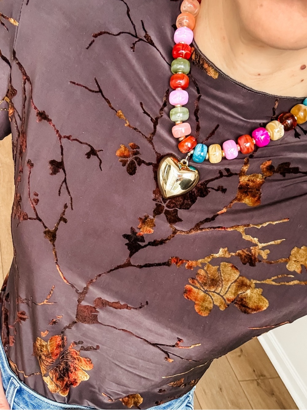 Women's Floral Burnout Mock Neck Long Sleeve Top - Deep Plum🚌